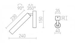 DARRIN I natynkowa czarna  230V LED 6W 24°  3000K