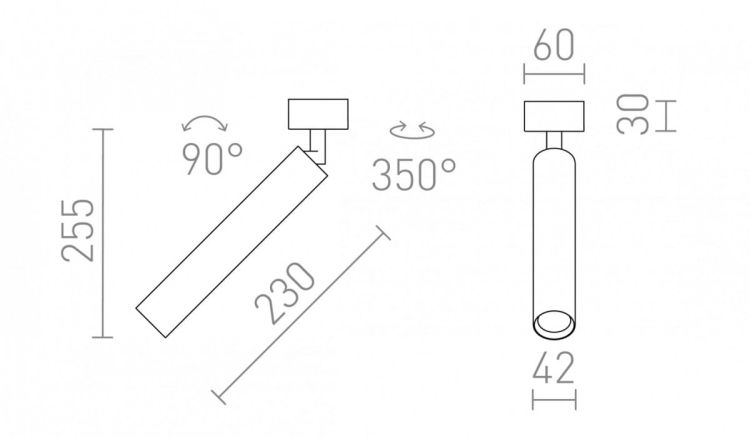 DARRIN R natynkowa czarna  230V LED 6W 24°  3000K