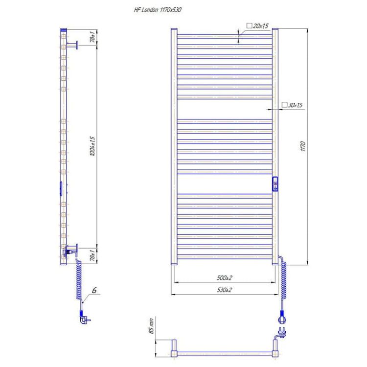 Grzejnik elektryczny 117x53 cm HF London 6.1.0104.06.WM biały mat
