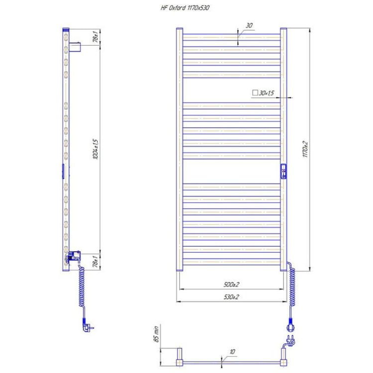 Grzejnik elektryczny 117x53 cm HF Oxford 6.1.0203.06.BM czarny mat