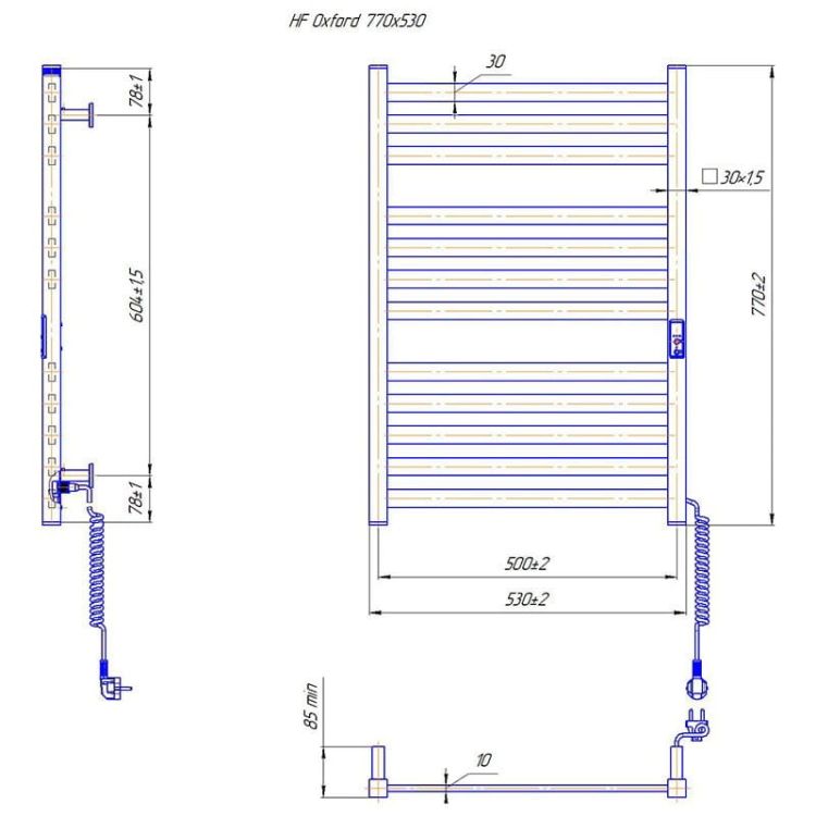 Grzejnik elektryczny 77x53 cm HF Oxford 6.1.0201.06.WM biały mat
