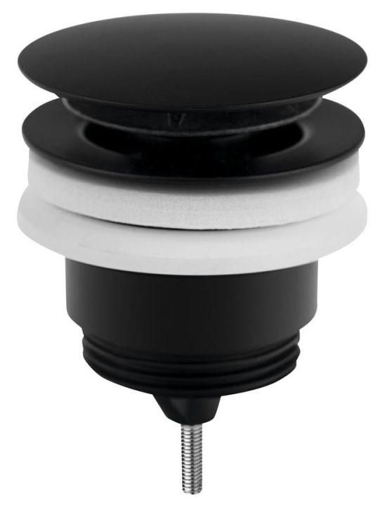 Odpływ umywalkowy 5/4”, Click-Clack, duży korek, 10-45mm, czarny mat