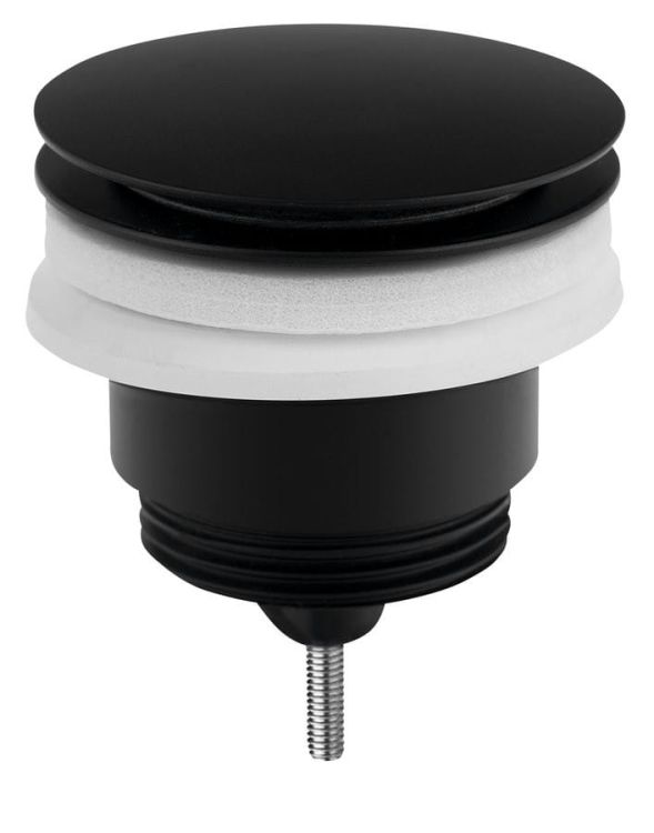 Odpływ umywalkowy 5/4”, Click-Clack, duży korek, 10-45mm, czarny mat