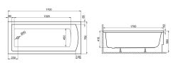 Wanna prostokątna 170x75 cm Polimat Tola 00604 biały