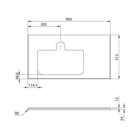 Przejdź do produktu BRAHEA Rockstone blat z otworem 96,6x51,5cm, lewa, biały mat