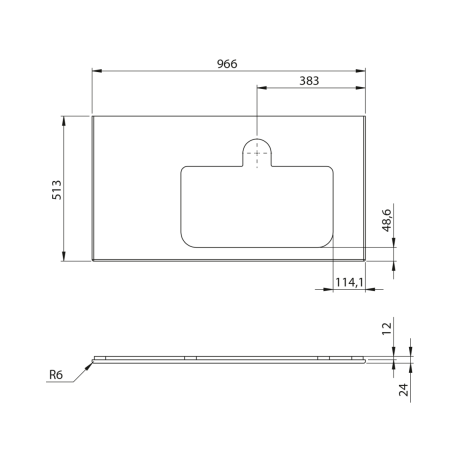 Przejdź do produktu BRAHEA Rockstone blat z otworem 96,6x51,5cm, prawa, biały mat