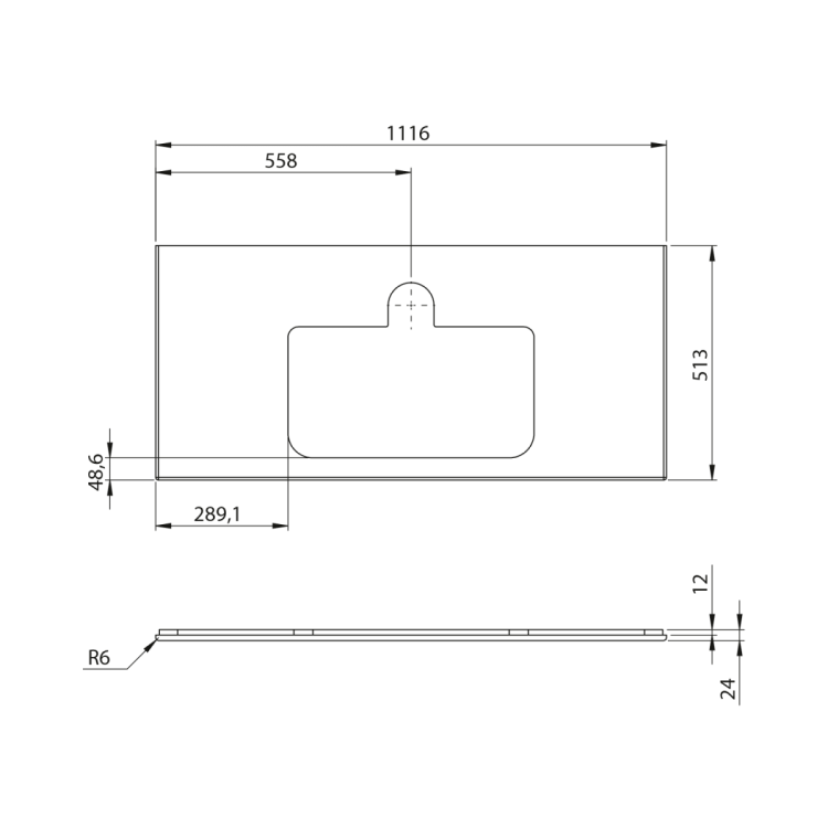 BRAHEA Rockstone blat z otworem 111,6x51,5cm, biały mat