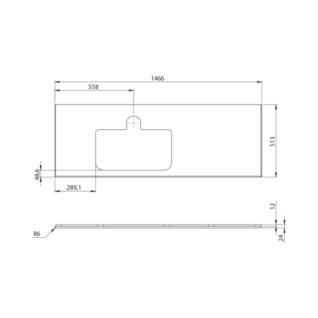Przejdź do produktu BRAHEA Rockstone blat z otworem 146,6x51,5cm, lewa, biały mat