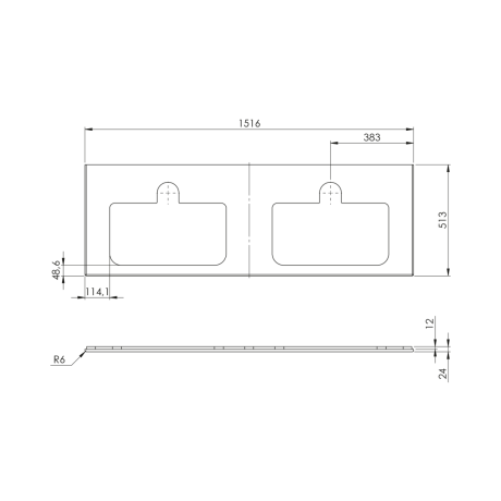 Przejdź do produktu BRAHEA Rockstone blat z 2 otworami 151,6x51,5cm, biały mat