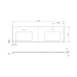 BRAHEA Rockstone blat z 2 otworami 171,6x51,5cm, biały mat