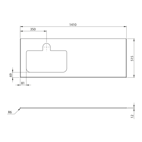Przejdź do produktu BRAHEA Rockstone blat z otworem 141x51,5cm (70+70cm), lewa, biały mat
