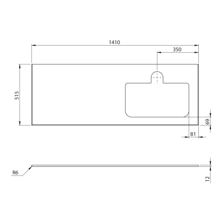 Przejdź do produktu BRAHEA Rockstone blat z otworem 141x51,5cm (70+70cm), prawa, biały mat