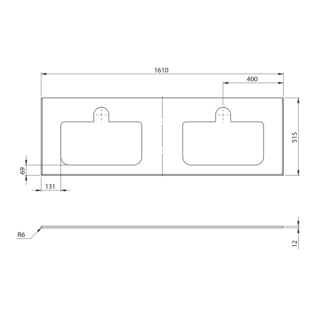 Przejdź do produktu BRAHEA Rockstone blat z 2 otworami 161x51,5cm (80+80cm), biały mat