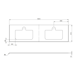 BRAHEA Rockstone blat z 2 otworami 181x51,5cm (90+90cm), biały mat