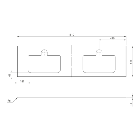Przejdź do produktu BRAHEA Rockstone blat z 2 otworami 181x51,5cm (90+90cm), biały mat