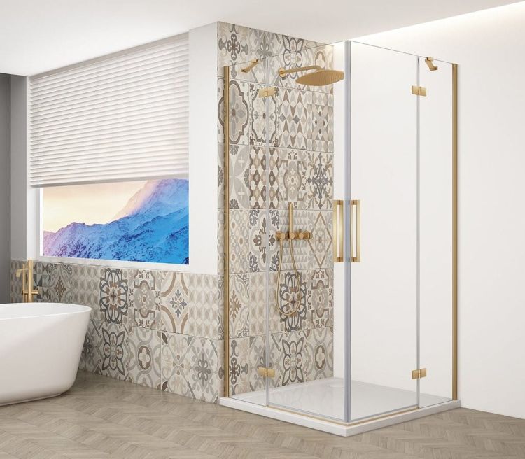 TRINITY GOLD MATT kabina prysznicowa 1200x800mm, wejście z rogu, szkło czyste