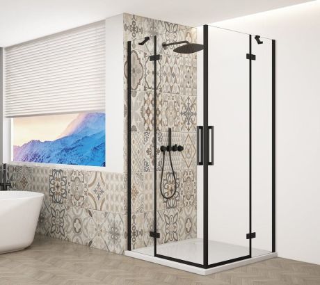 Przejdź do produktu TRINITY BLACK kabina prysznicowa 900x800mm, wejście z rogu, szkło czyste
