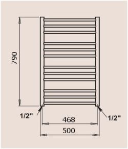 PMH Sorano SN1W Grzejnik łazienkowy biały 50x79 cm rysunek techniczny