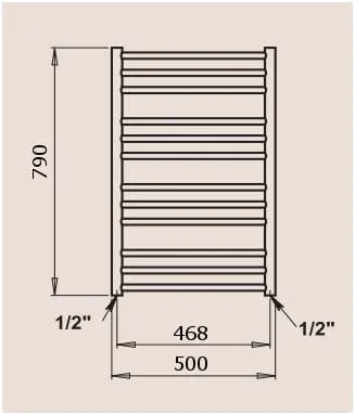 PMH Sorano SN1W Grzejnik łazienkowy biały 50x79 cm rysunek techniczny