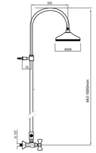  Zestaw natryskowy retro z deszczownicą Giulini Parigi 7307/1162 bronzo rys.tech.