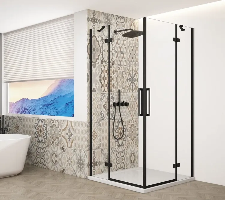 TRINITY BLACK kabina prysznicowa 1200x900mm, wejście z rogu, szkło czyste