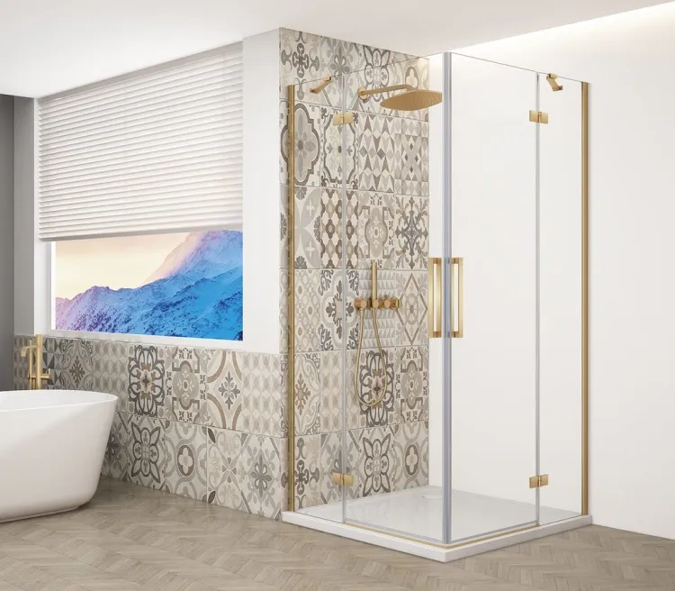 TRINITY GOLD MATT kabina prysznicowa 1200x900mm, wejście z rogu, szkło czyste
