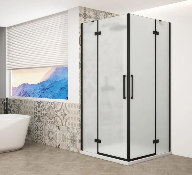TRINITY BLACK kabina prysznicowa 1200x900mm, wejście z rogu, szkło matowe