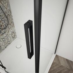 TRINITY BLACK kabina prysznicowa półokrągła 900x900mm, szkło czyste, lewa