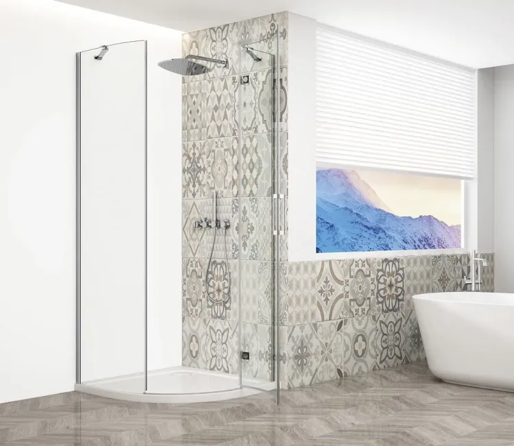 TRINITY CHROME kabina prysznicowa półokrągła 900x900mm, szkło czyste, prawa