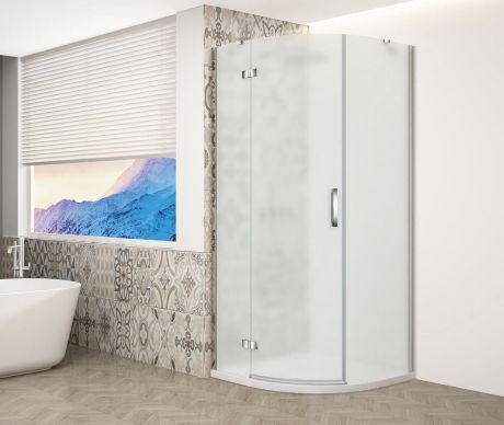 Przejdź do produktu TRINITY CHROME kabina prysznicowa półokrągła 900x900mm, szkło matowe, lewa
