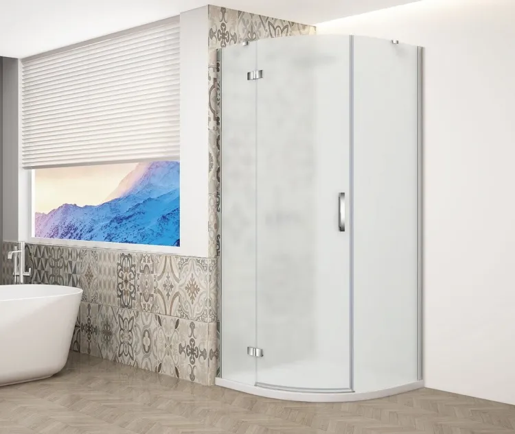 TRINITY CHROME kabina prysznicowa półokrągła 900x900mm, szkło matowe, lewa