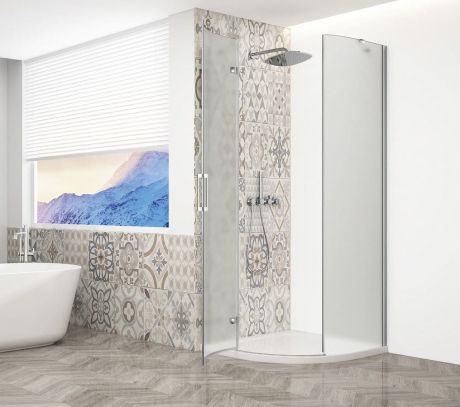 Przejdź do produktu TRINITY CHROME kabina prysznicowa półokrągła 900x900mm, szkło matowe, lewa