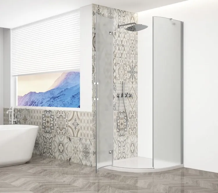 TRINITY CHROME kabina prysznicowa półokrągła 900x900mm, szkło matowe, lewa