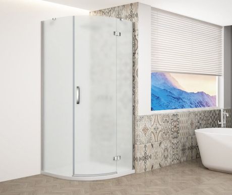 Przejdź do produktu TRINITY CHROME kabina prysznicowa półokrągła 900x900mm, szkło matowe, prawa