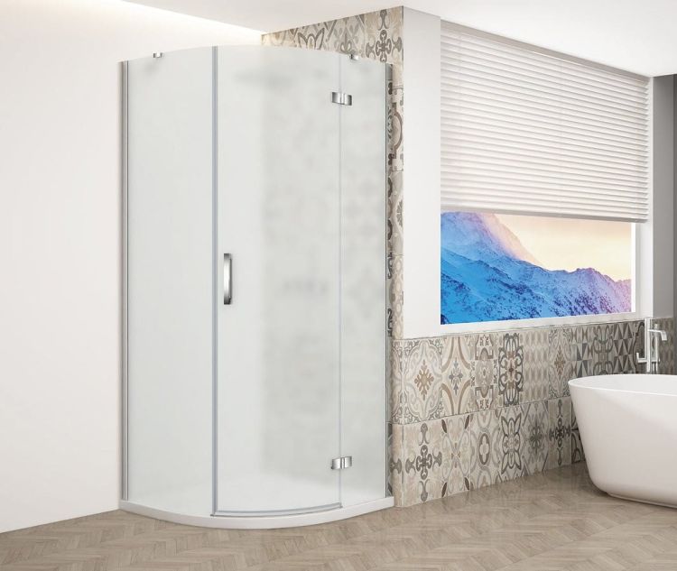 TRINITY CHROME kabina prysznicowa półokrągła 900x900mm, szkło matowe, prawa