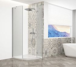 TRINITY CHROME kabina prysznicowa półokrągła 900x900mm, szkło matowe, prawa