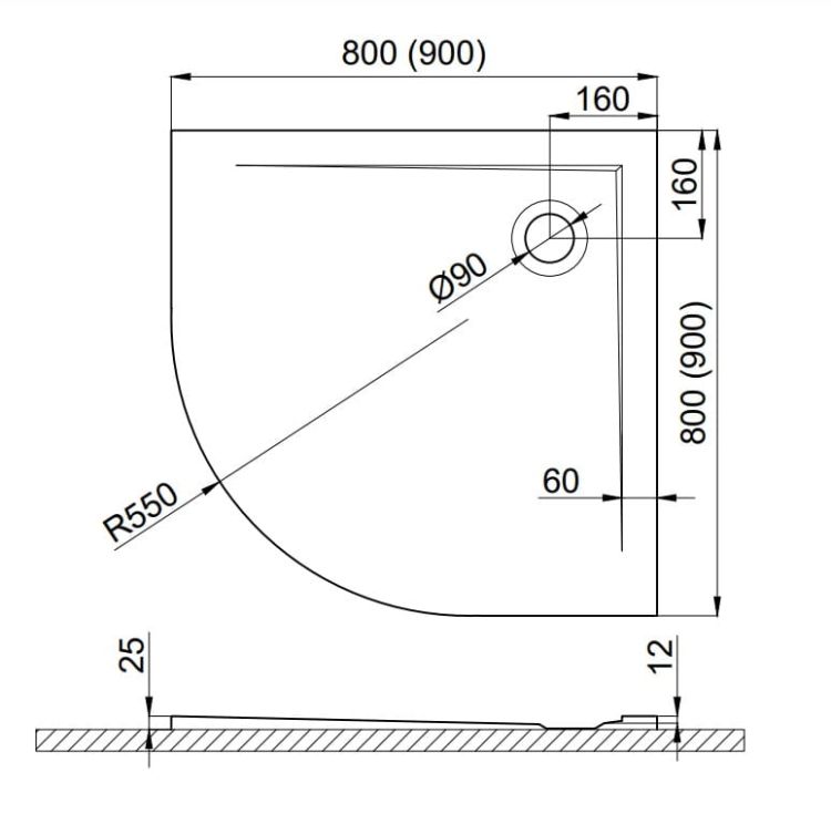 Brodzik półokrągły 80x80 cm Polimat Perrito 00526 biały