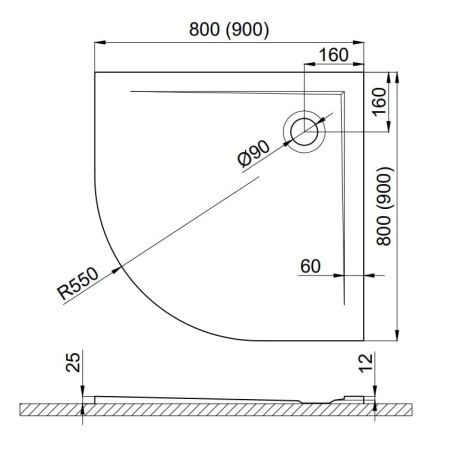 Przejdź do produktu Brodzik półokrągły 90x90 cm z teksturą kamienia Polimat Perrito 00540 biały