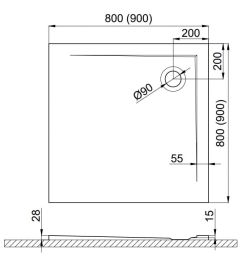 Brodzik posadzkowy kwadratowy 90x90 cm Polimat Perrito 00560 biały