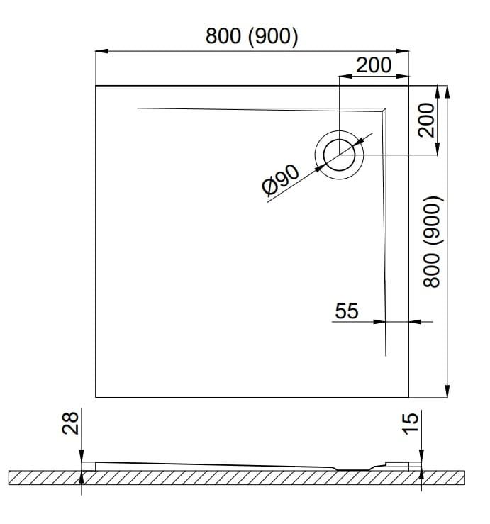 Brodzik posadzkowy kwadratowy 90x90 cm Polimat Perrito 00560 biały