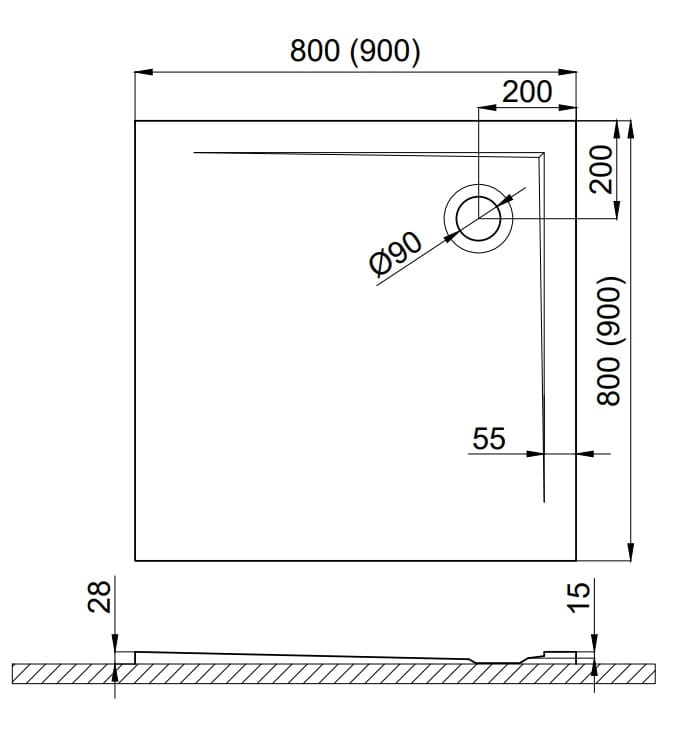 Brodzik posadzkowy kwadratowy 80x80 cm Polimat Perrito 00547 czarny połysk