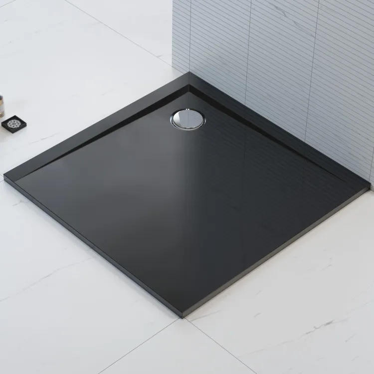 Brodzik posadzkowy kwadratowy 80x80 cm Polimat Perrito 00547 czarny połysk