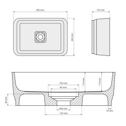 BANERA SQUARE umywalka kompozytowa nablatowa, 50x36cm, biały mat
