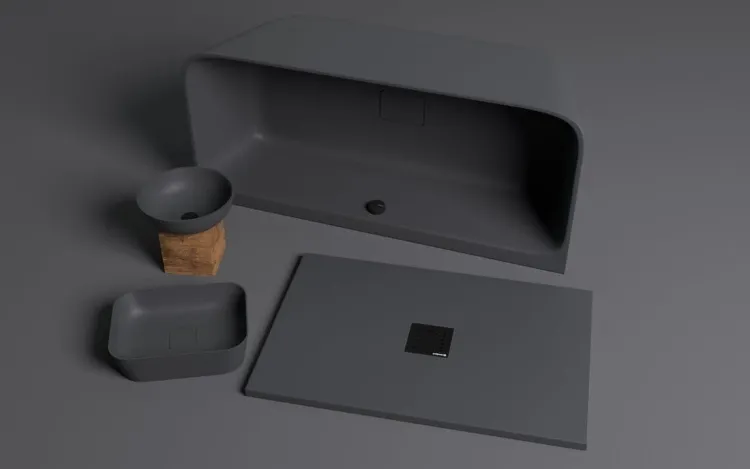 BANERA SQUARE umywalka kompozytowa nablatowa, 50x36cm, antracit mat