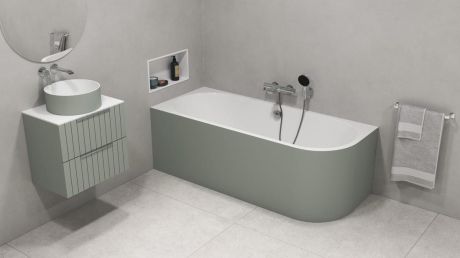 Przejdź do produktu VIVA L MONOLITH wanna przyścienna 180x75x60cm, biały/verde
