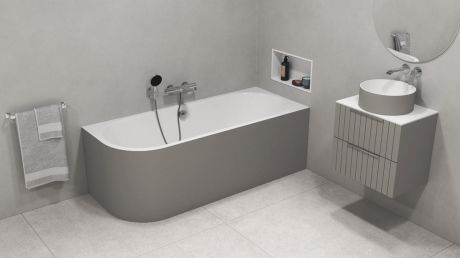 Przejdź do produktu VIVA R MONOLITH wanna wolnostojąca przyścienna 180x75x60cm, biały/agila