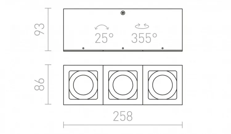 BERIT III sufitowa  aluminium 230V GU10 3x50W