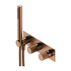 Bateria prysznicowo-wannowa podtynkowa z rączką prysznicową Omnires Contour CT8035-1CPB miedź szczotkowana