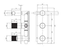 Bateria prysznicowo-wannowa podtynkowa z rączką prysznicową Omnires Contour CT8035-1CPB miedź szczotkowana