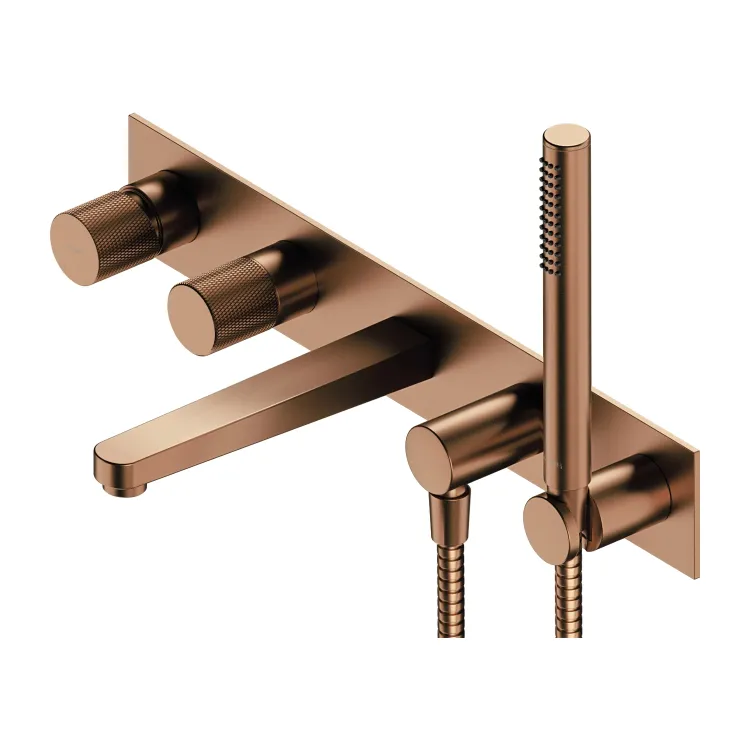 Bateria wannowa 5-otworowa podtynkowa Omnires Contour CT8037-1CPB miedź szczotkowana
